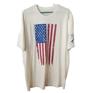 Grunt Style T Shirt 2X Men' Large Ivory USA Old Glory Flag Patriotic 100% Cotton